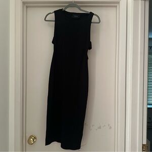 Black midi dress ribbed side cutouts